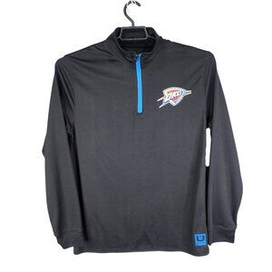 Mens Black Pullover Sweatshirt Oklahoma City Thunder NBA 1/4 Zip Long Sleeve M